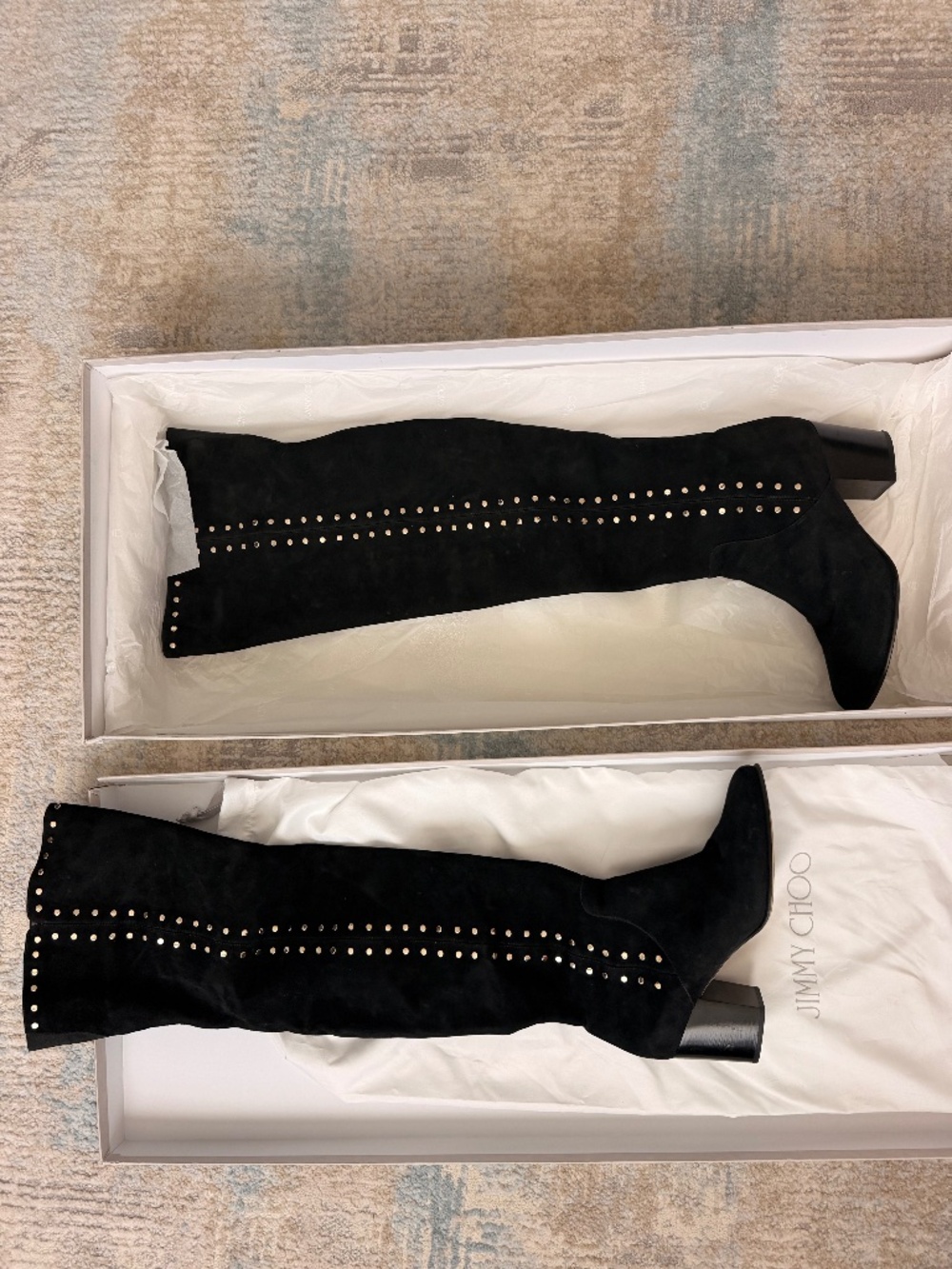 Jimmy Choo Harlem 65 Studded Suede Over-the-Knee Boots – Black – EU 41